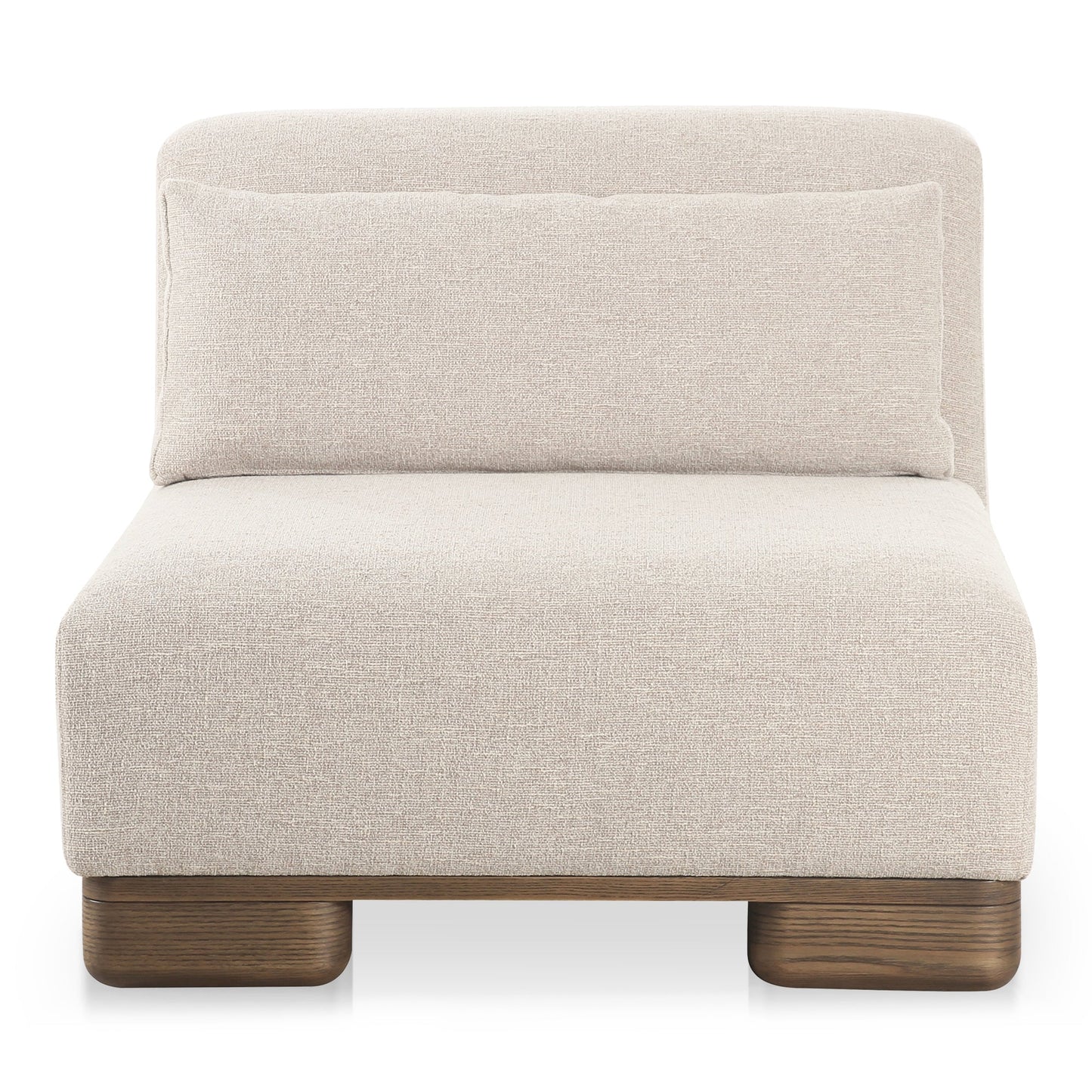 June Wood Beige Armless Slipper Chair