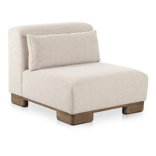 June Wood Beige Armless Slipper Chair