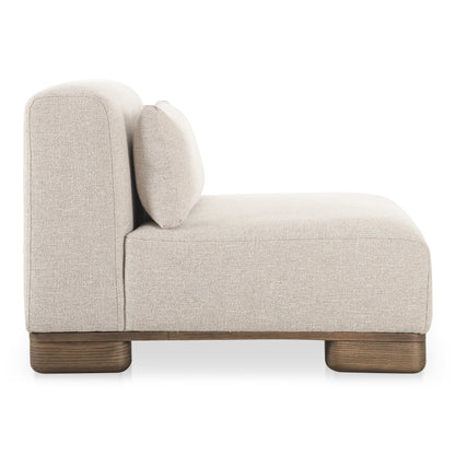 June Wood Beige Armless Slipper Chair