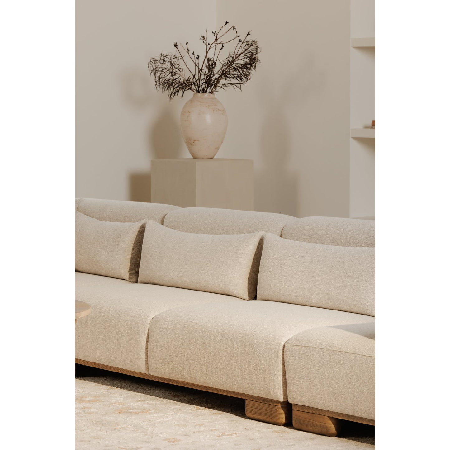 June Wood Beige Sofa