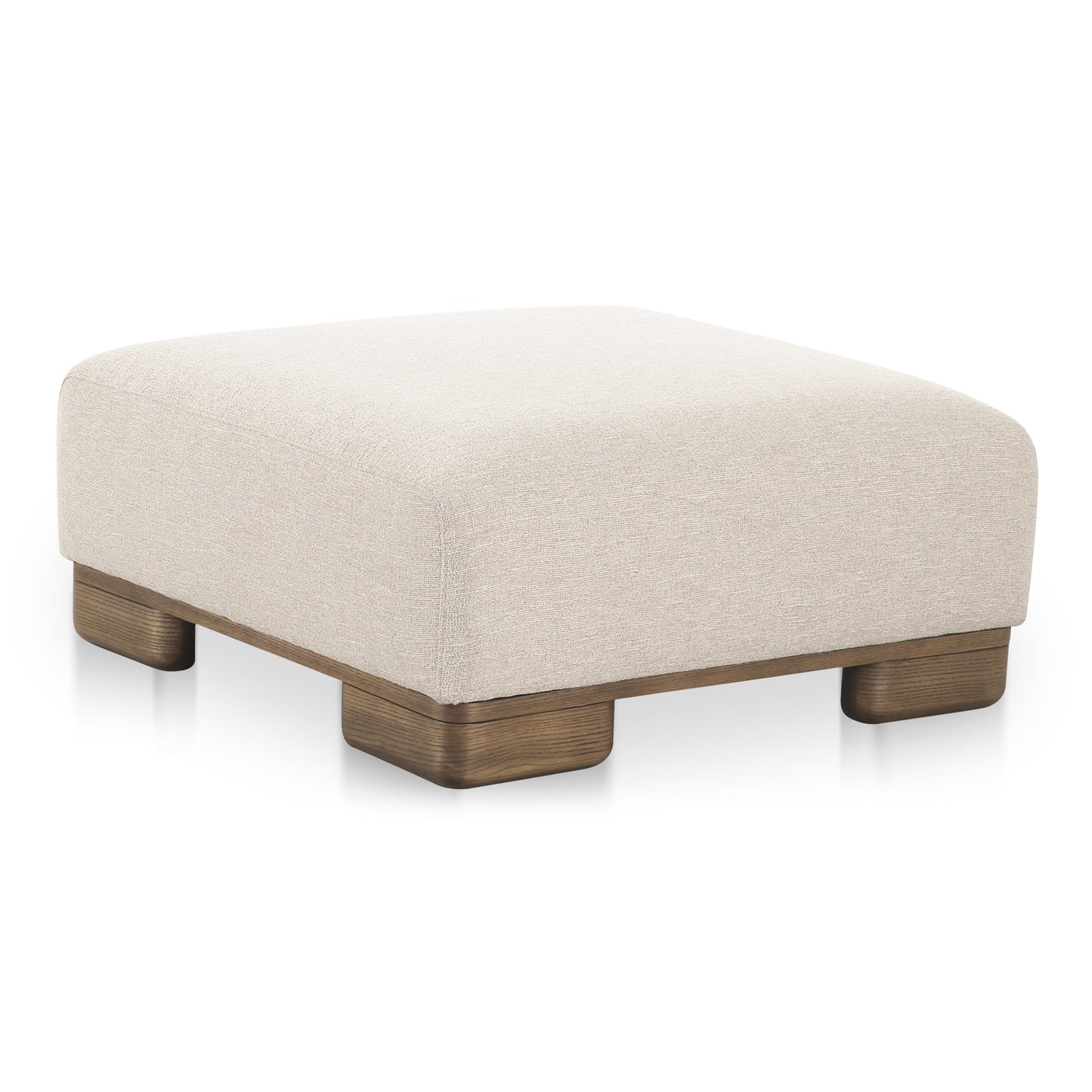 June Wood Beige Ottoman