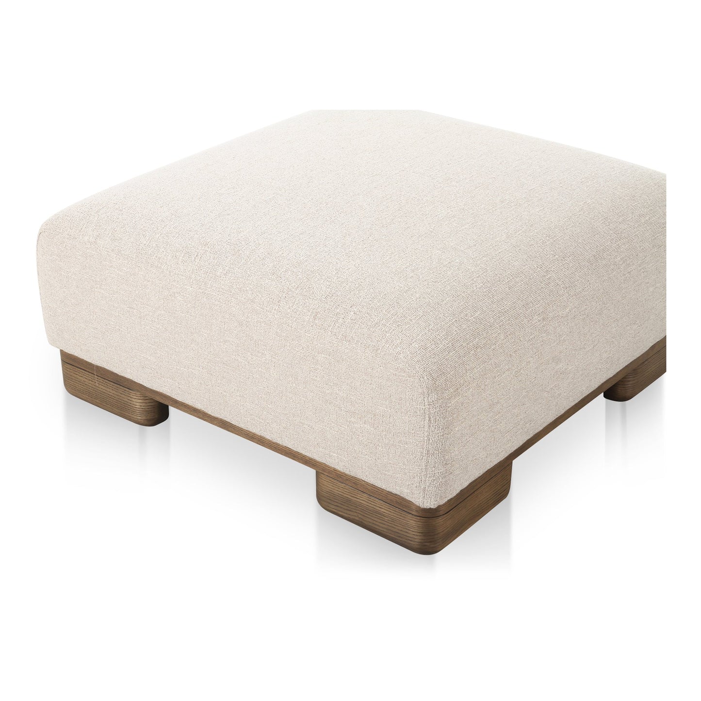 June Wood Beige Ottoman