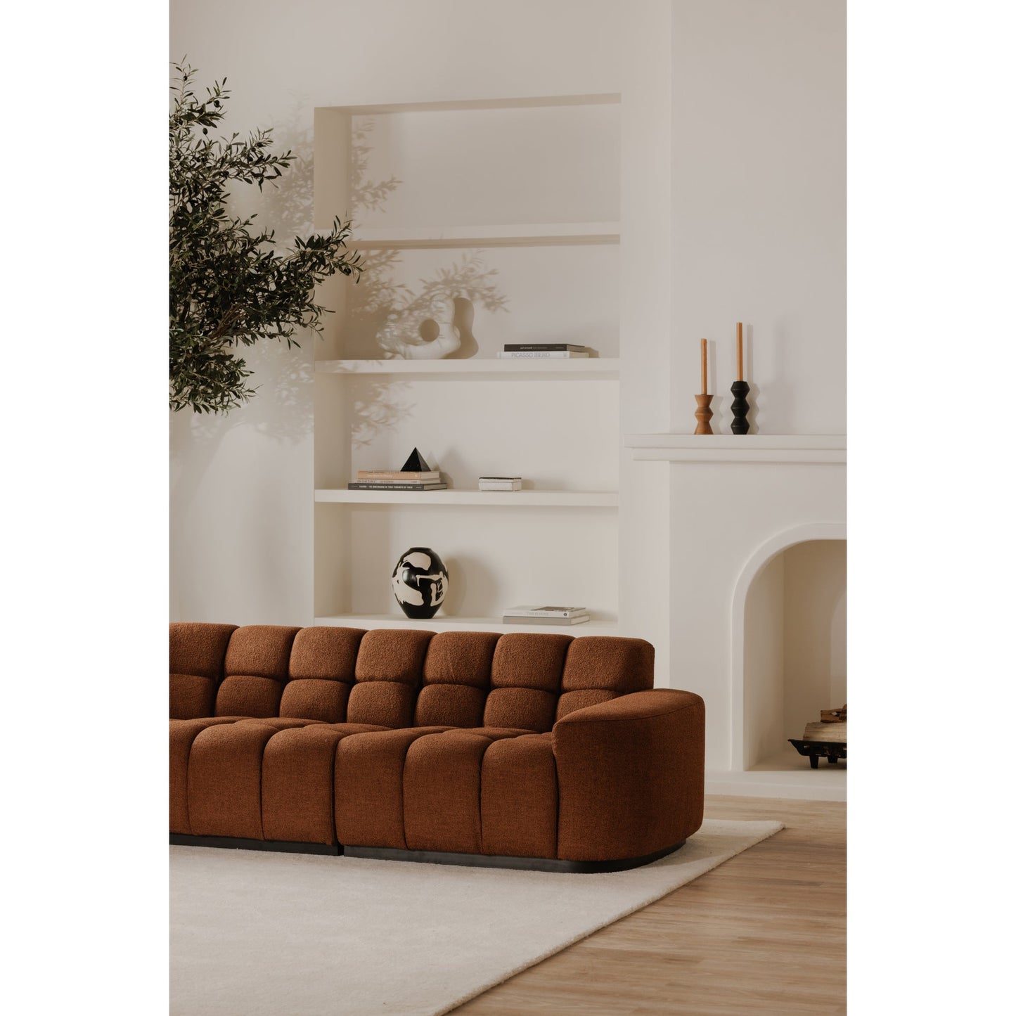 Roman Polyester Upholstered L-Shaped Sectional