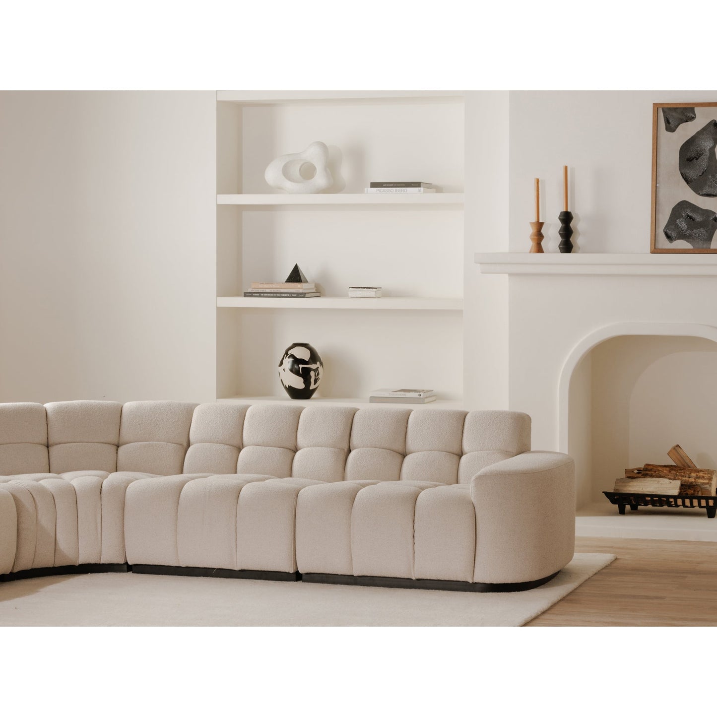 Roman Polyester Upholstered L-Shaped Sectional