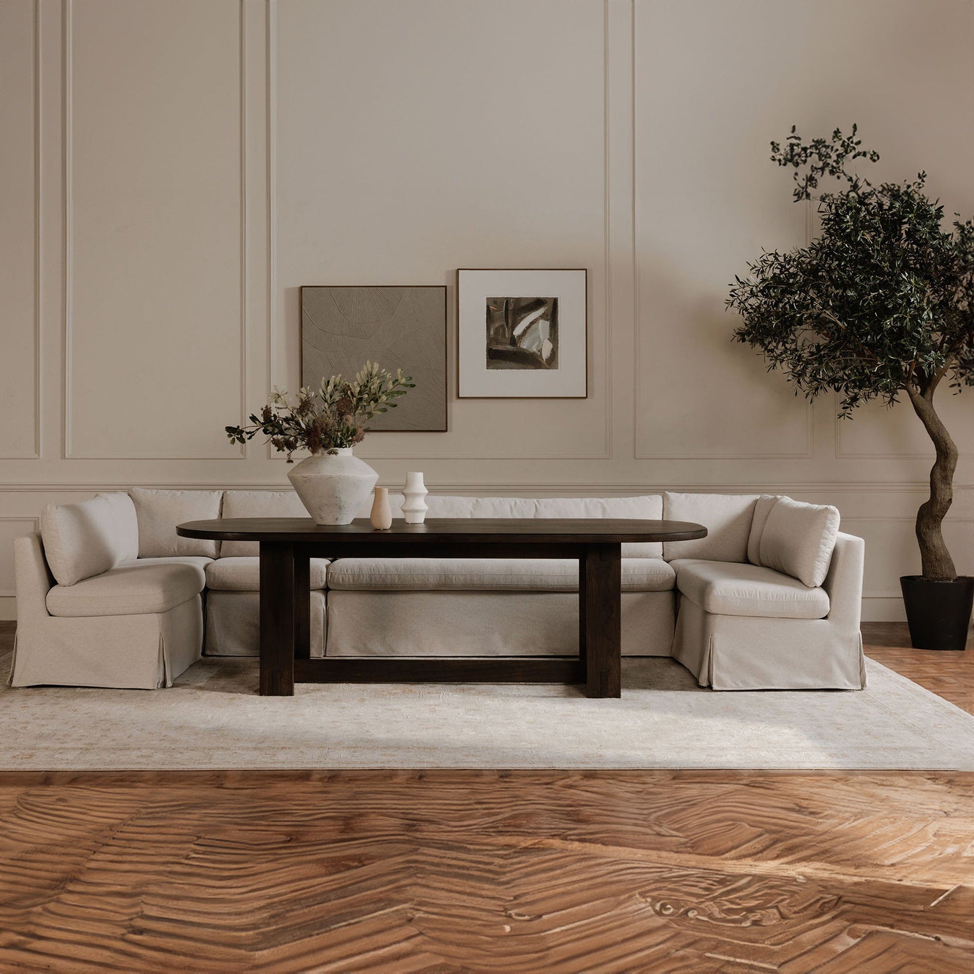 Moe's Home Fable Beige Washable Slipcover Modular Sofa