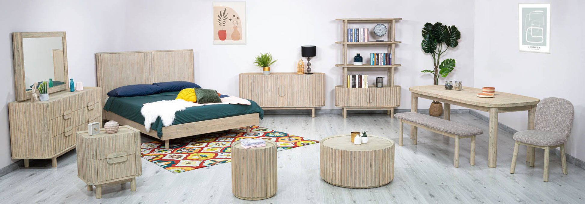 LH Home Oasis Solid Wooden Storage Side Table