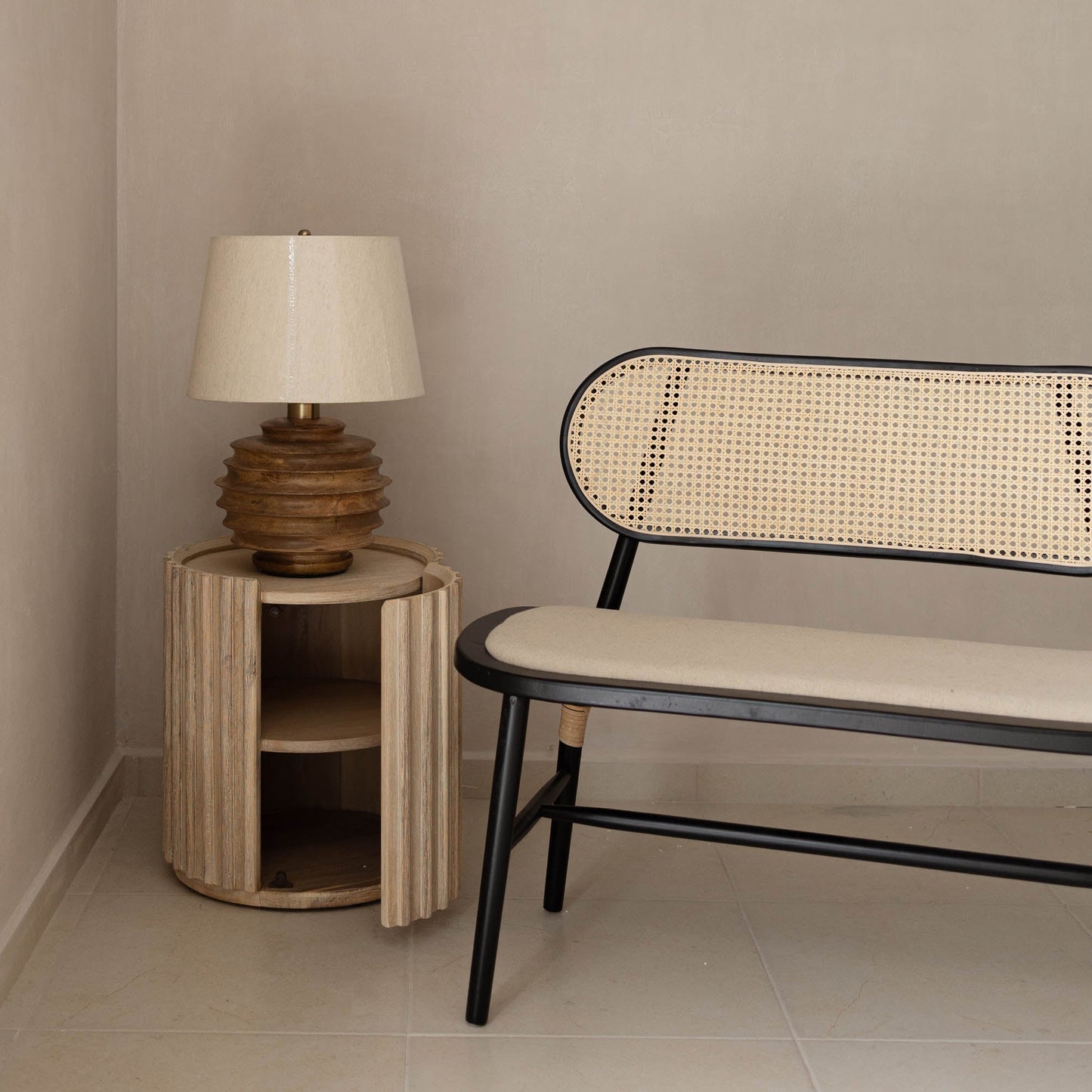 LH Home Oasis Solid Wooden Storage Side Table
