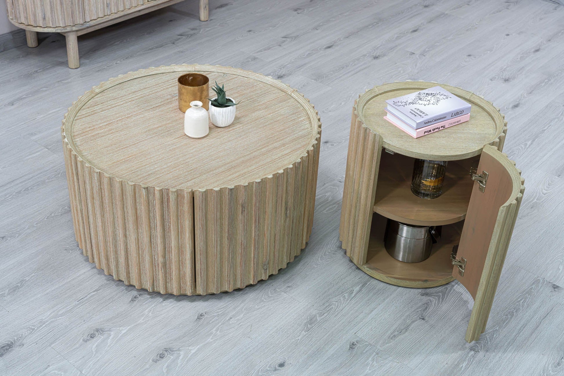 LH Home Oasis Solid Wooden Storage Side Table
