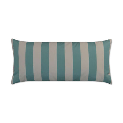Cafe Stripe Aqua Outdoor Lumbar Pillow