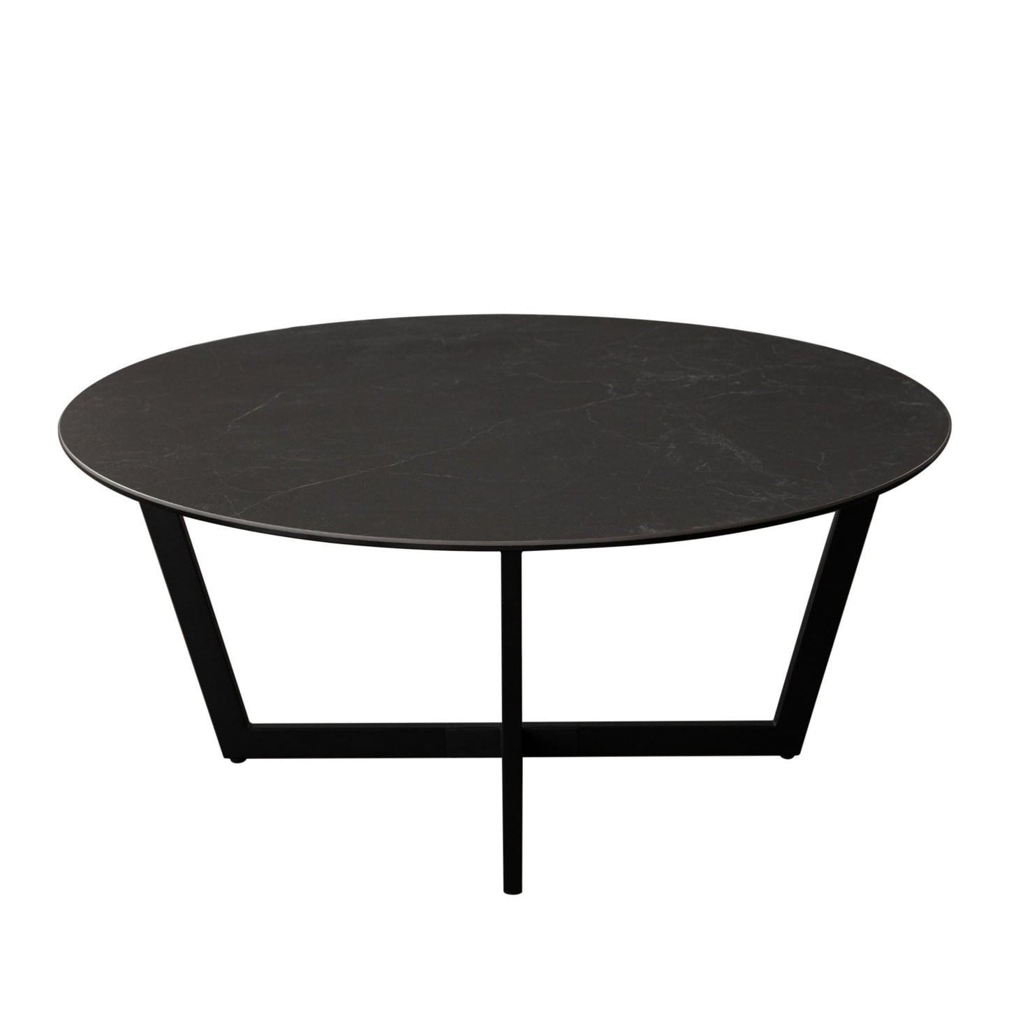 Onyx Ceramic Glass and Meta Black Round Cocktail Table