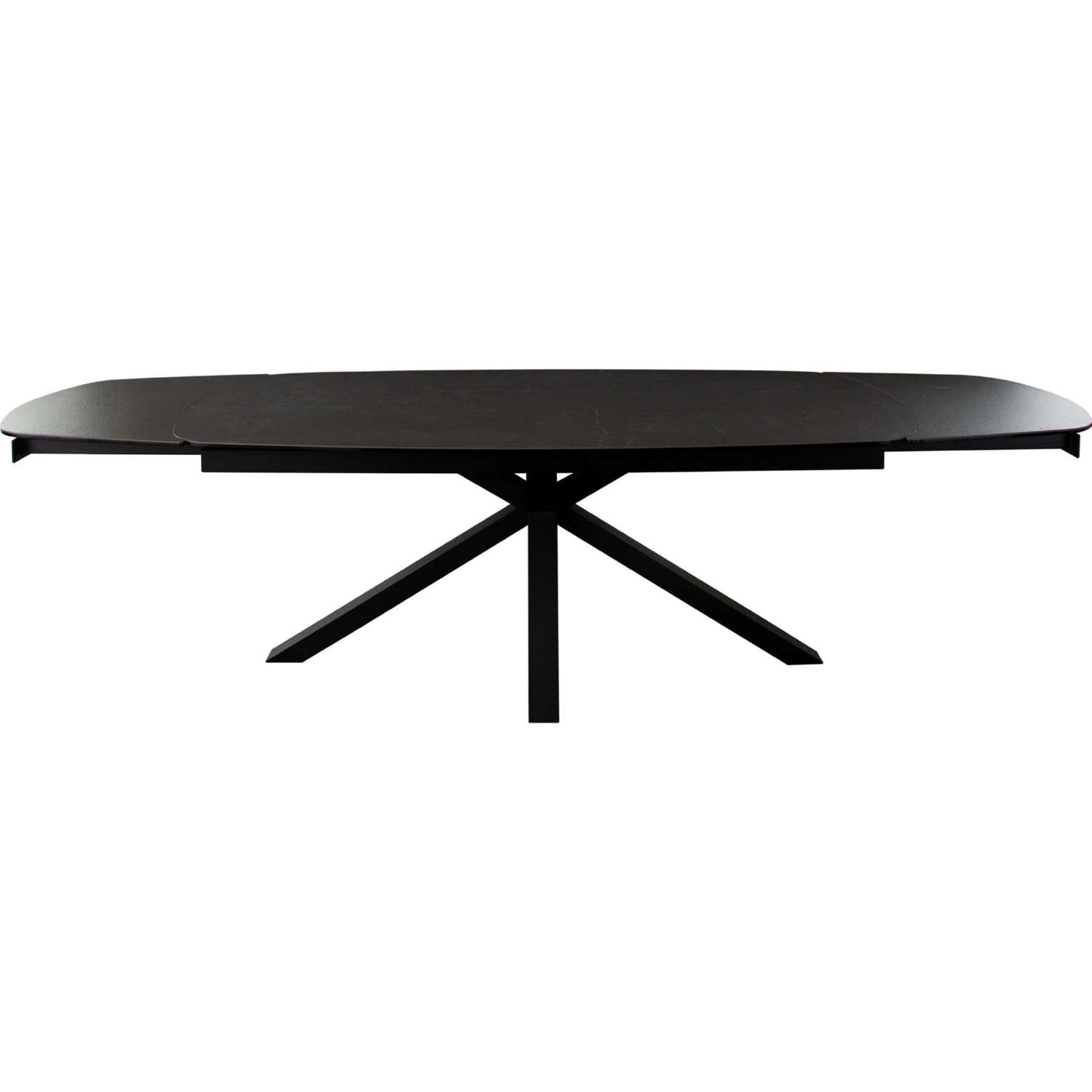 Onyx Rectangle Extension Dining Table with Black Ceramic Glass Top & Black Metal Leg