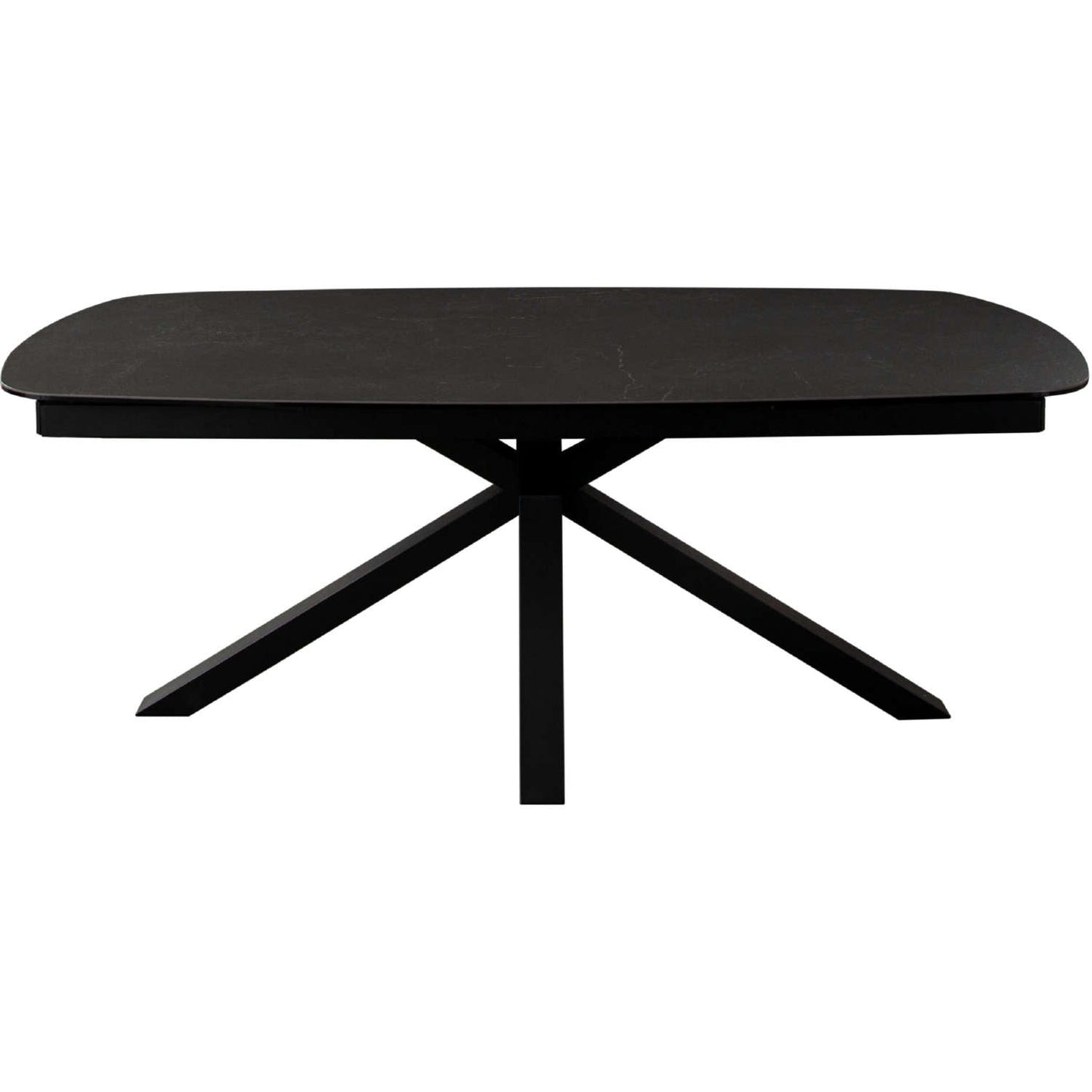 Onyx Rectangle Extension Dining Table with Black Ceramic Glass Top & Black Metal Leg