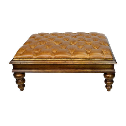 Peninsula Home Hamptons Tufted Leather Ottoman