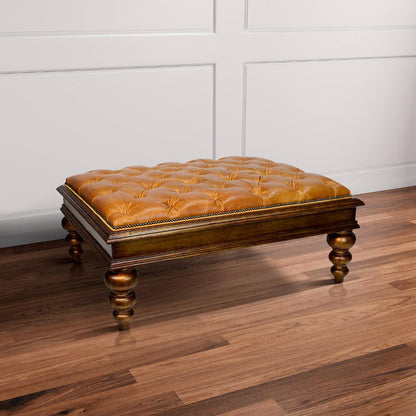 Peninsula Home Hamptons Tufted Leather Ottoman