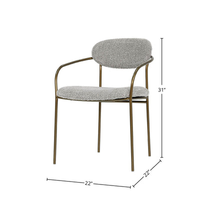 LH Home Oasis Grey Fabric Dining Arm Chair (Set of 2)