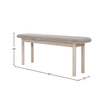 LH Home Oasis Grey Fabric Dining Bench