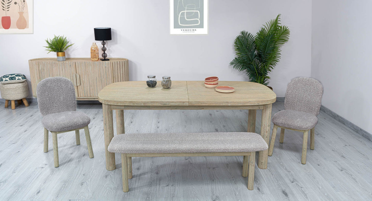 LH Home Oasis Grey Fabric Dining Bench
