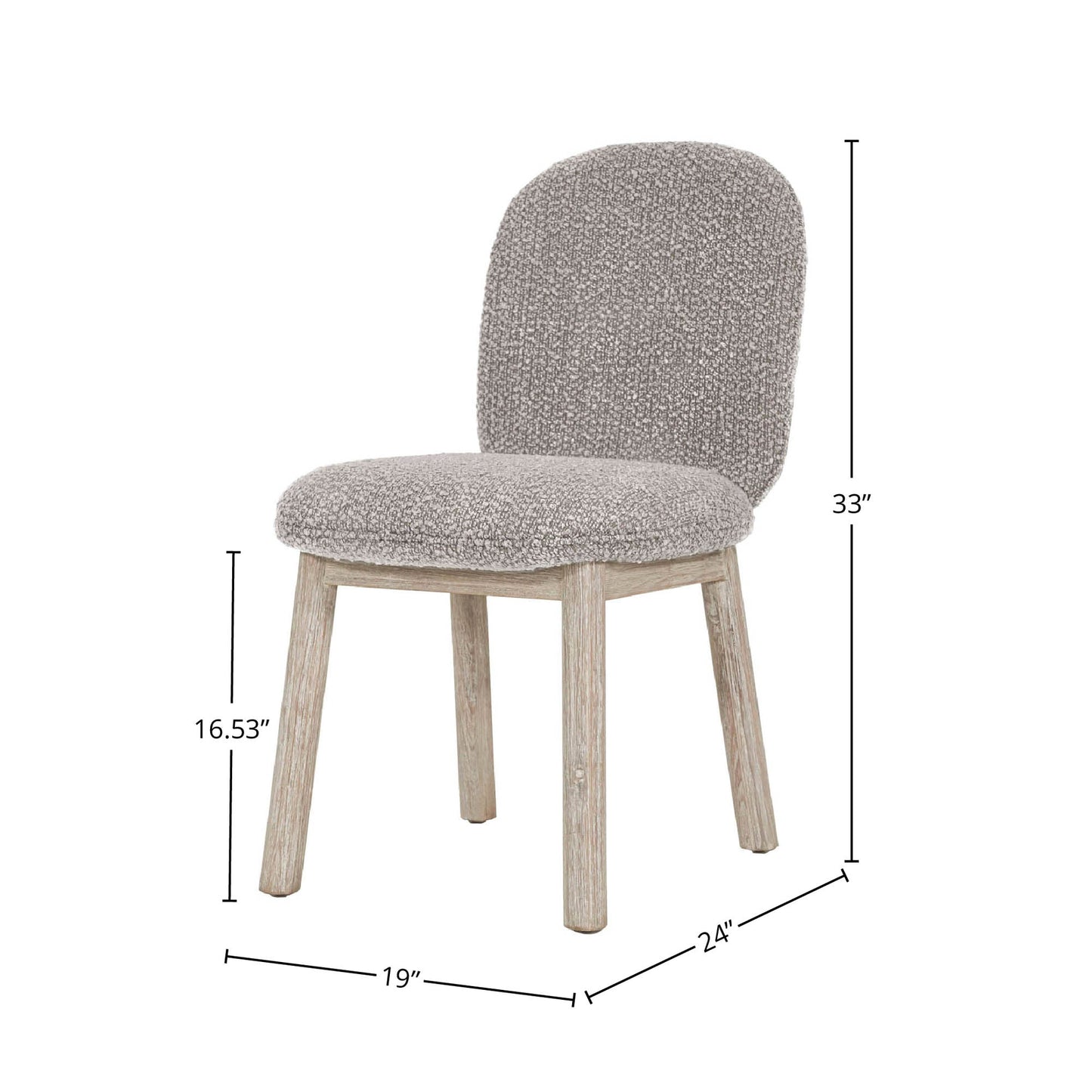 LH Home Oasis Grey Fabric Dining Chair (Set of 2)