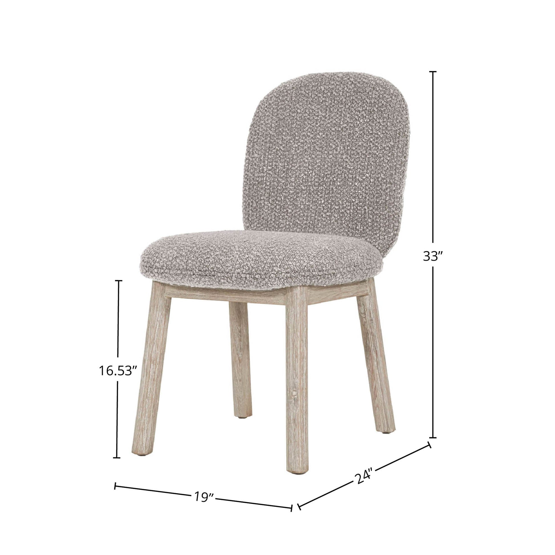 LH Home Oasis Grey Fabric Dining Chair (Set of 2)