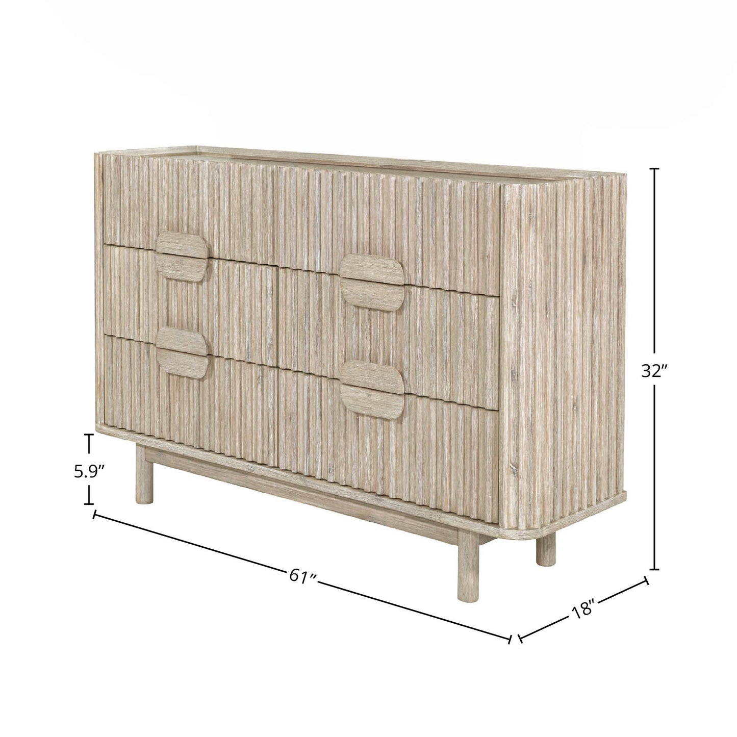 LH Home Oasis Six Drawers Wood Dresser