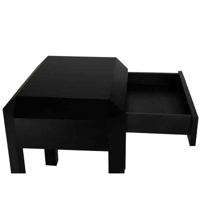 Obtuse One Drawer Black Side Table