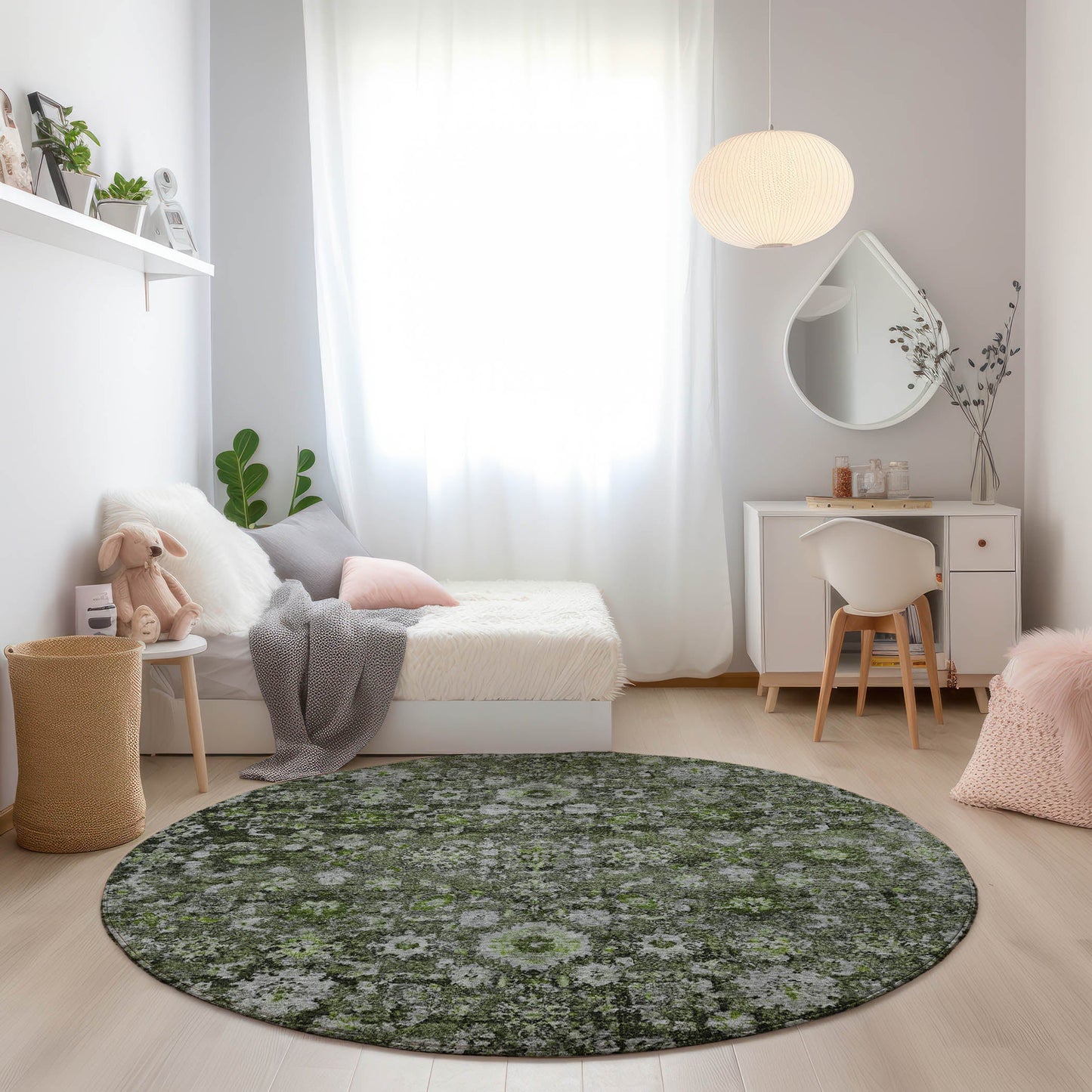 Addison Rugs Ocean Ripples Green Washable Indoor-Outdoor Rug