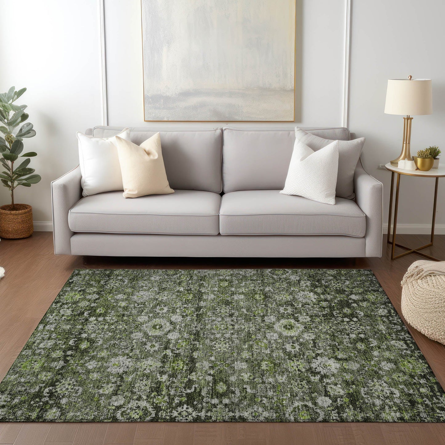 Addison Rugs Ocean Ripples Green Washable Indoor-Outdoor Rug