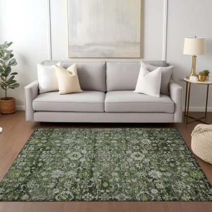 Addison Rugs Ocean Ripples Green Washable Indoor-Outdoor Rug