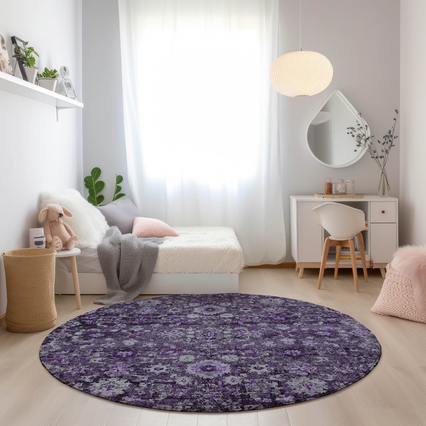 Addison Rugs Ocean Ripples Purple Washable Indoor-Outdoor Rug