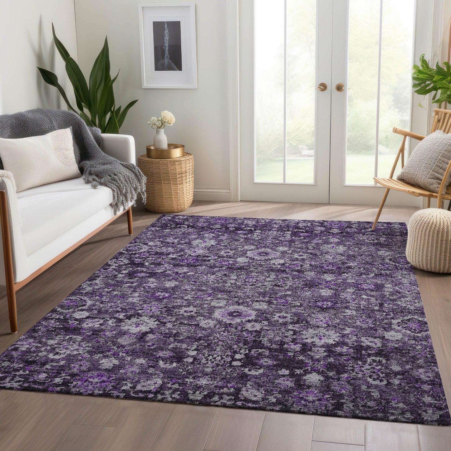 Addison Rugs Ocean Ripples Purple Washable Indoor-Outdoor Rug
