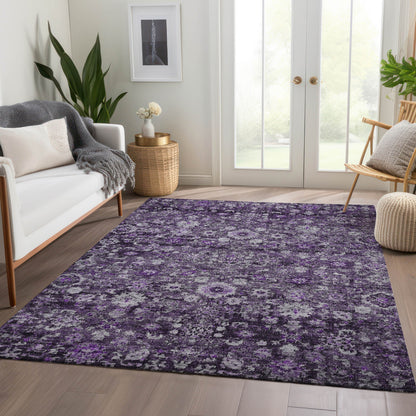 Addison Rugs Ocean Ripples Purple Washable Indoor-Outdoor Rug