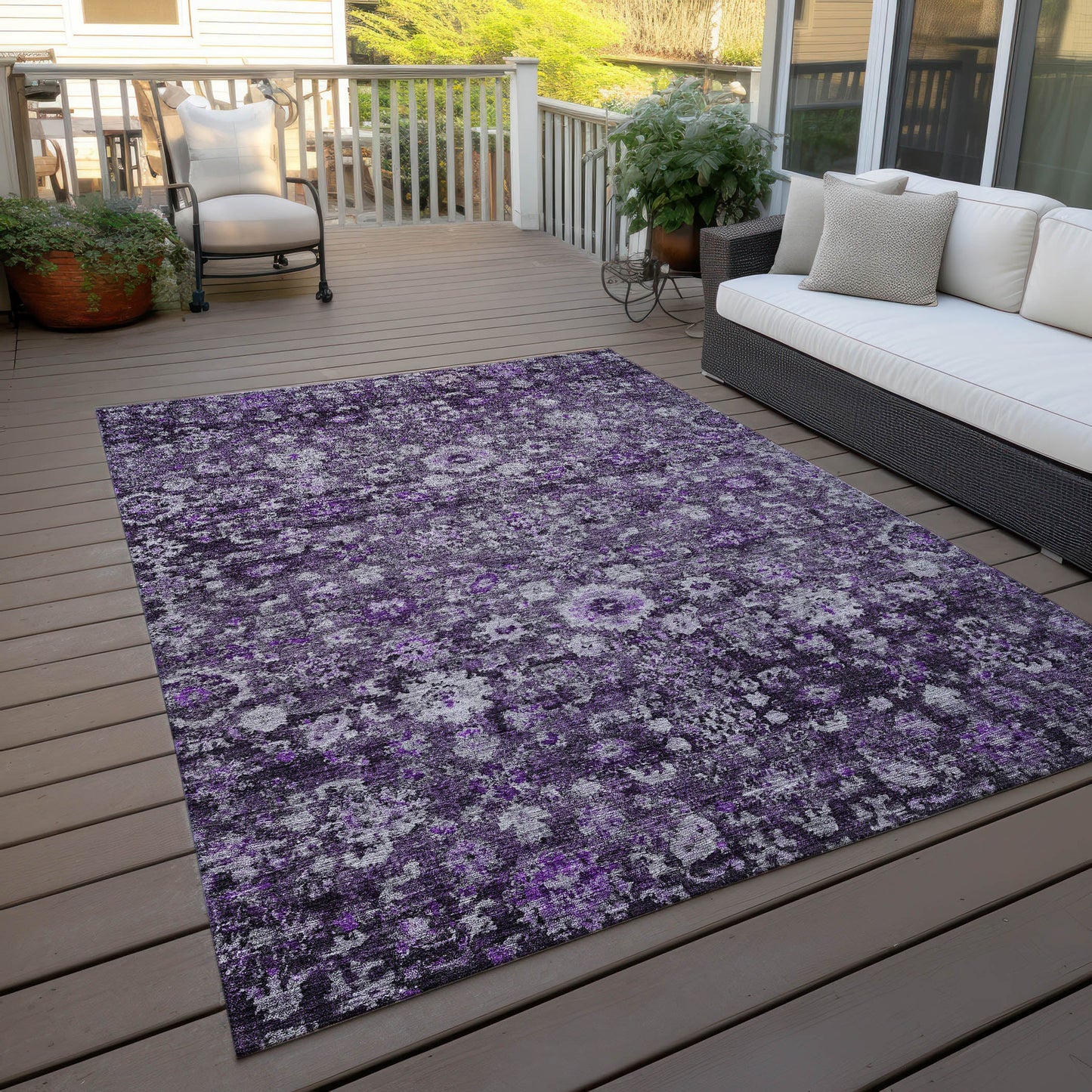 Addison Rugs Ocean Ripples Purple Washable Indoor-Outdoor Rug