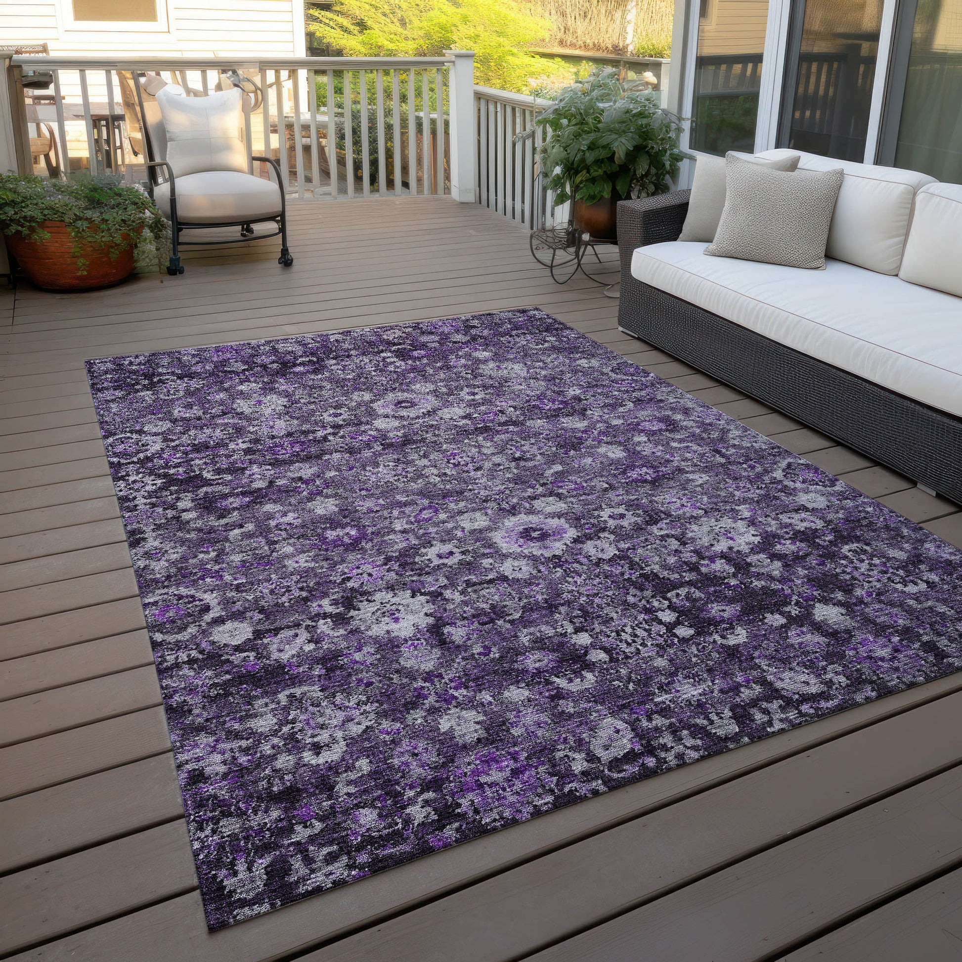 Addison Rugs Ocean Ripples Purple Washable Indoor-Outdoor Rug