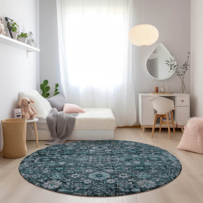 Addison Rugs Ocean Ripples Teal Washable Indoor-Outdoor Rug