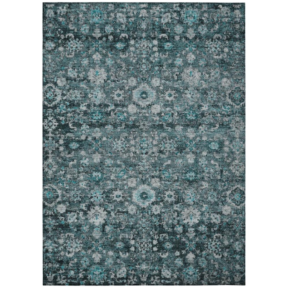 Addison Rugs Ocean Ripples Teal Washable Indoor-Outdoor Rug