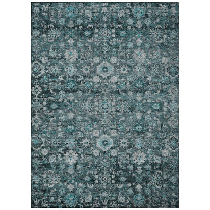 Addison Rugs Ocean Ripples Teal Washable Indoor-Outdoor Rug