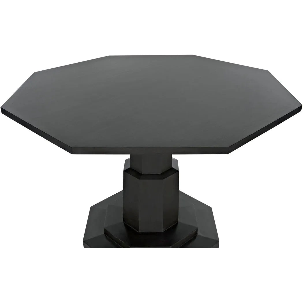 Octagon Wood Black Geometric Dining Table