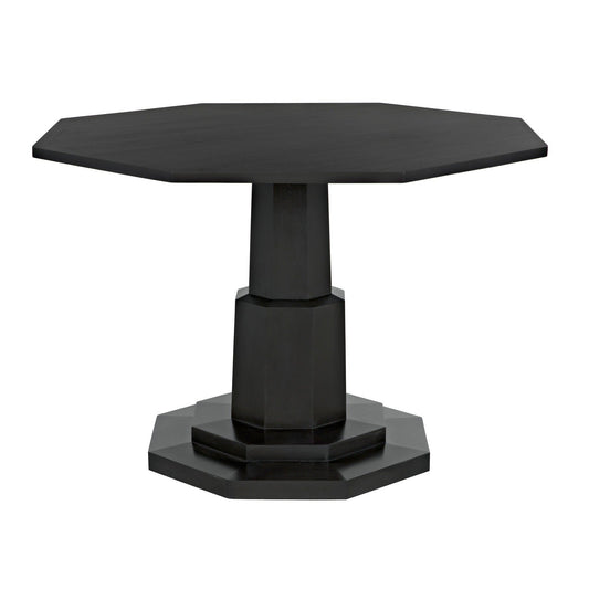 Octagon Wood Black Geometric Dining Table-Dining Tables-Noir-Sideboards and Things