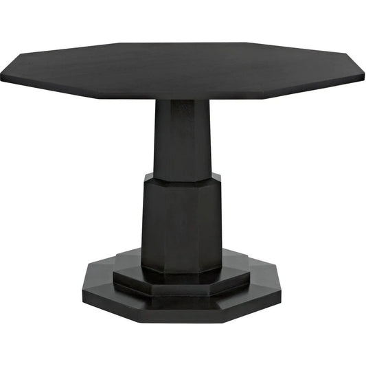 Noir Octagon Wood Black Geometric Dining Table