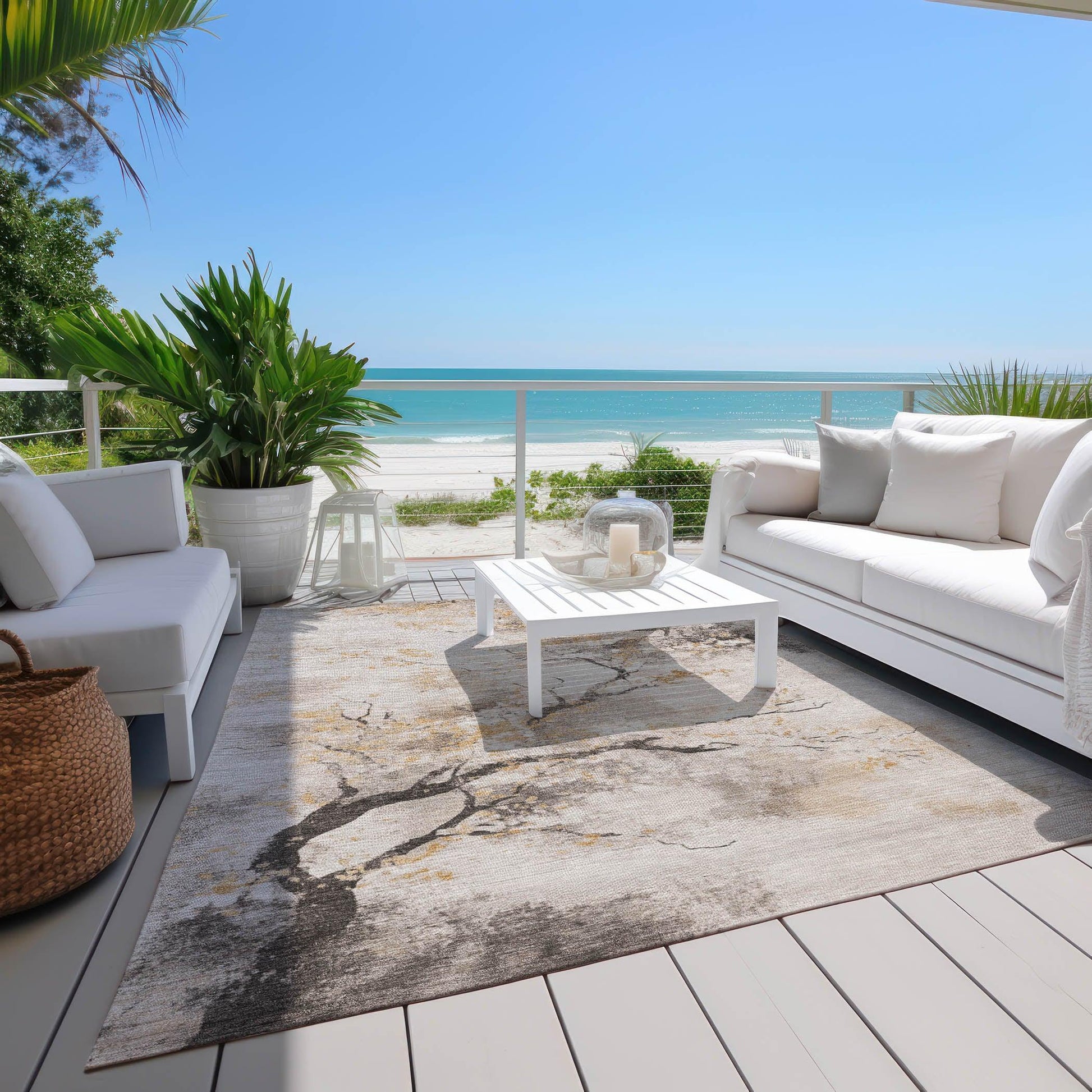 Addison Rugs Oelon Ivory Washable Indoor-Outdoor Rug