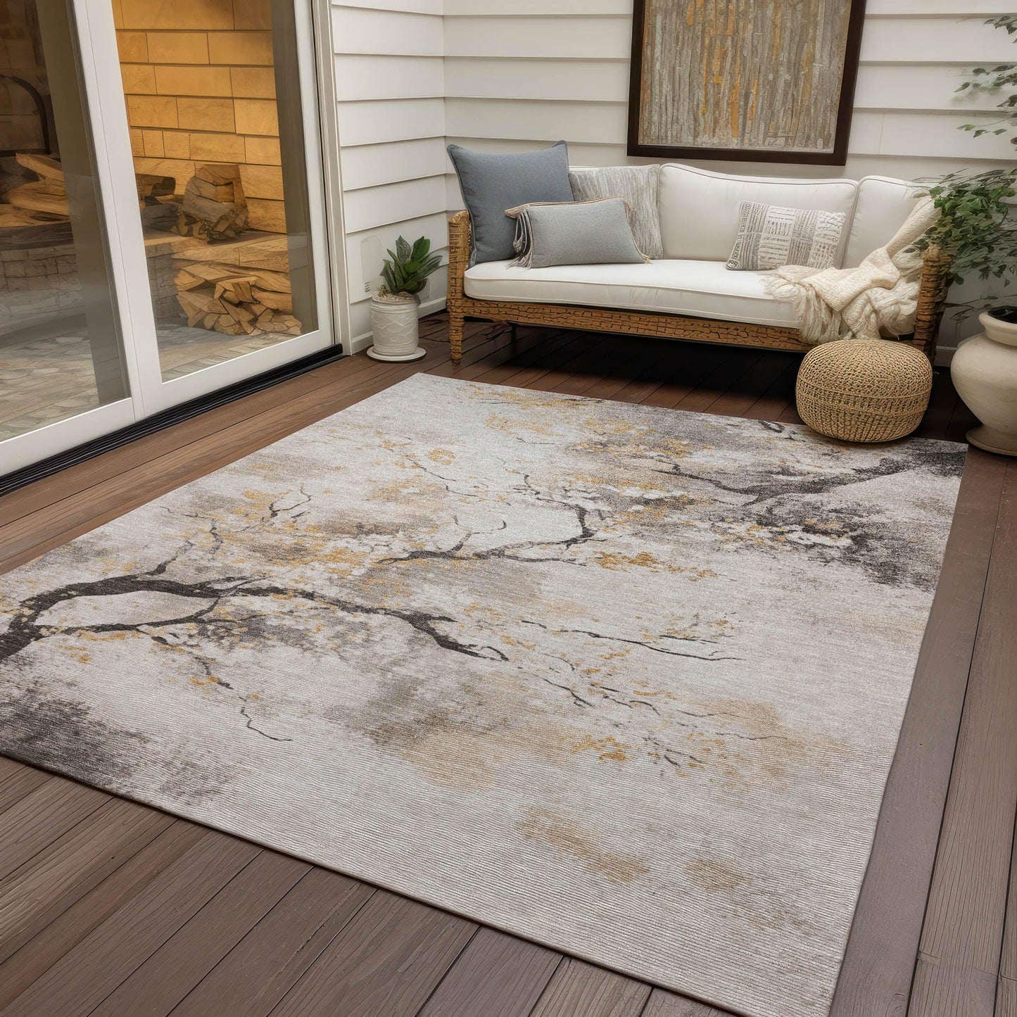 Addison Rugs Oelon Ivory Washable Indoor-Outdoor Rug