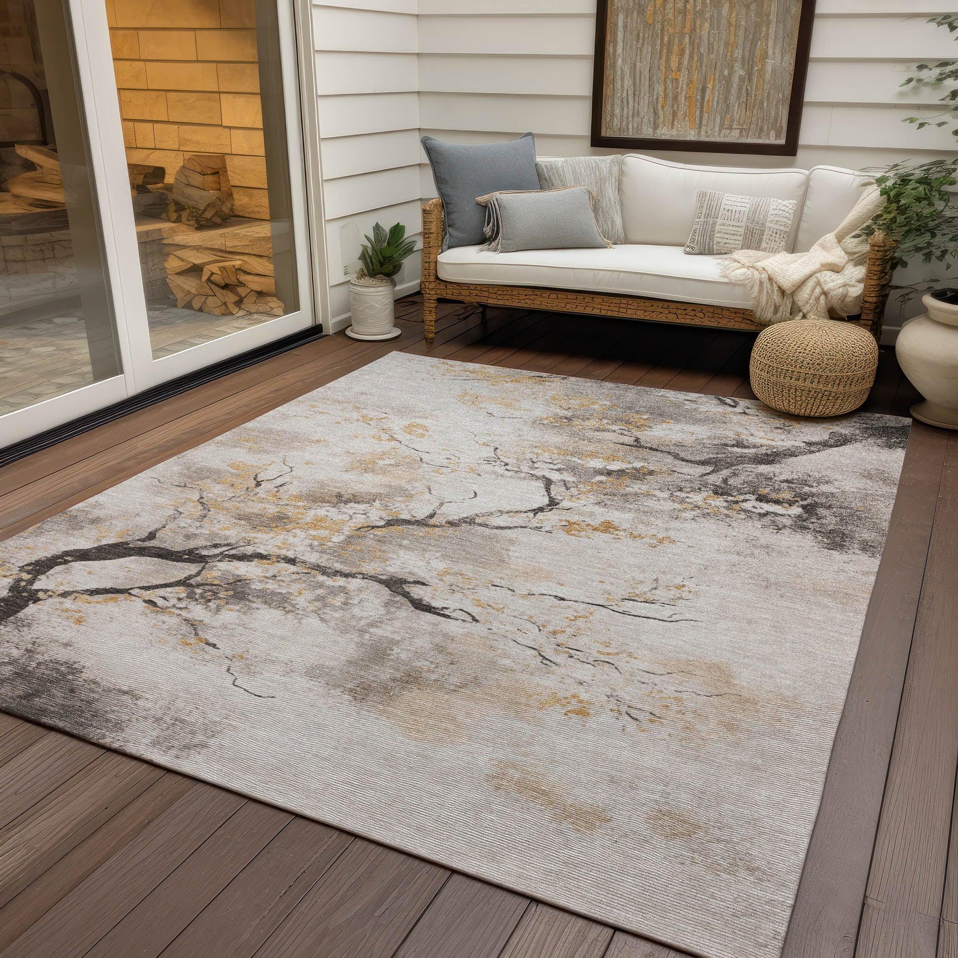 Addison Rugs Oelon Ivory Washable Indoor-Outdoor Rug
