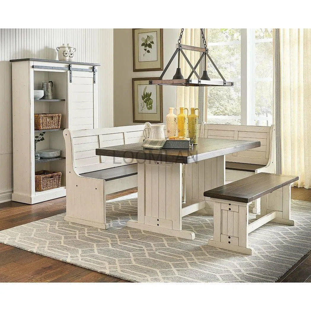 Off-White and Dark Brown Corner Breakfast Nook Dining Set Dining Table Sets Sideboards and Things By Sunny D