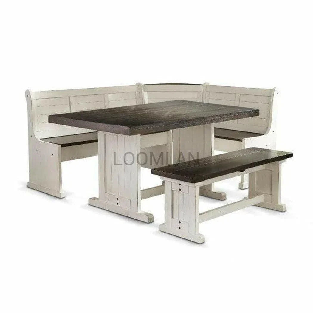 Off-White and Dark Brown Corner Breakfast Nook Dining Set Dining Table Sets Sideboards and Things By Sunny D