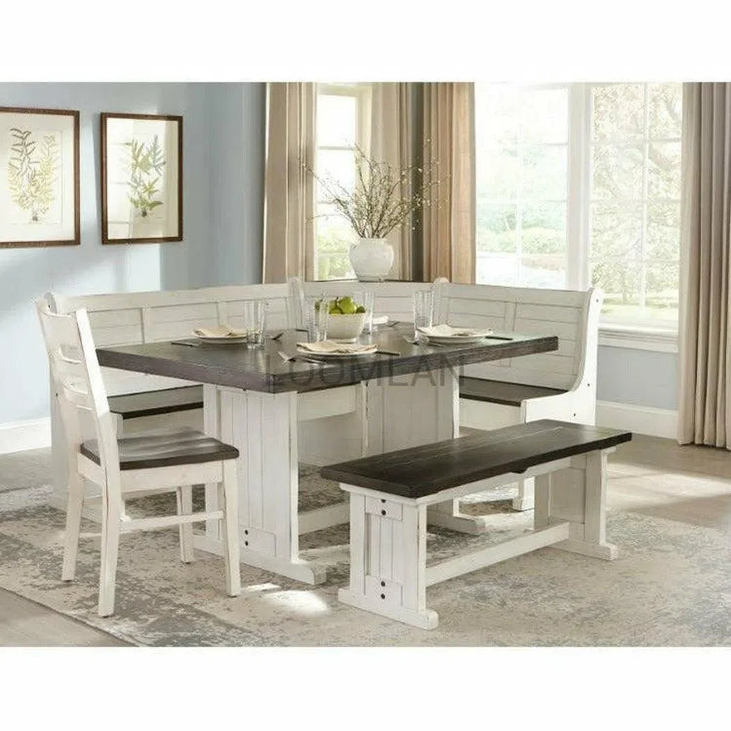 Off-White and Dark Brown Corner Breakfast Nook Dining Set Dining Table Sets Sideboards and Things By Sunny D