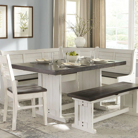 Off-White and Dark Brown Corner Breakfast Nook Dining Set Dining Table Sets Sideboards and Things By Sunny D