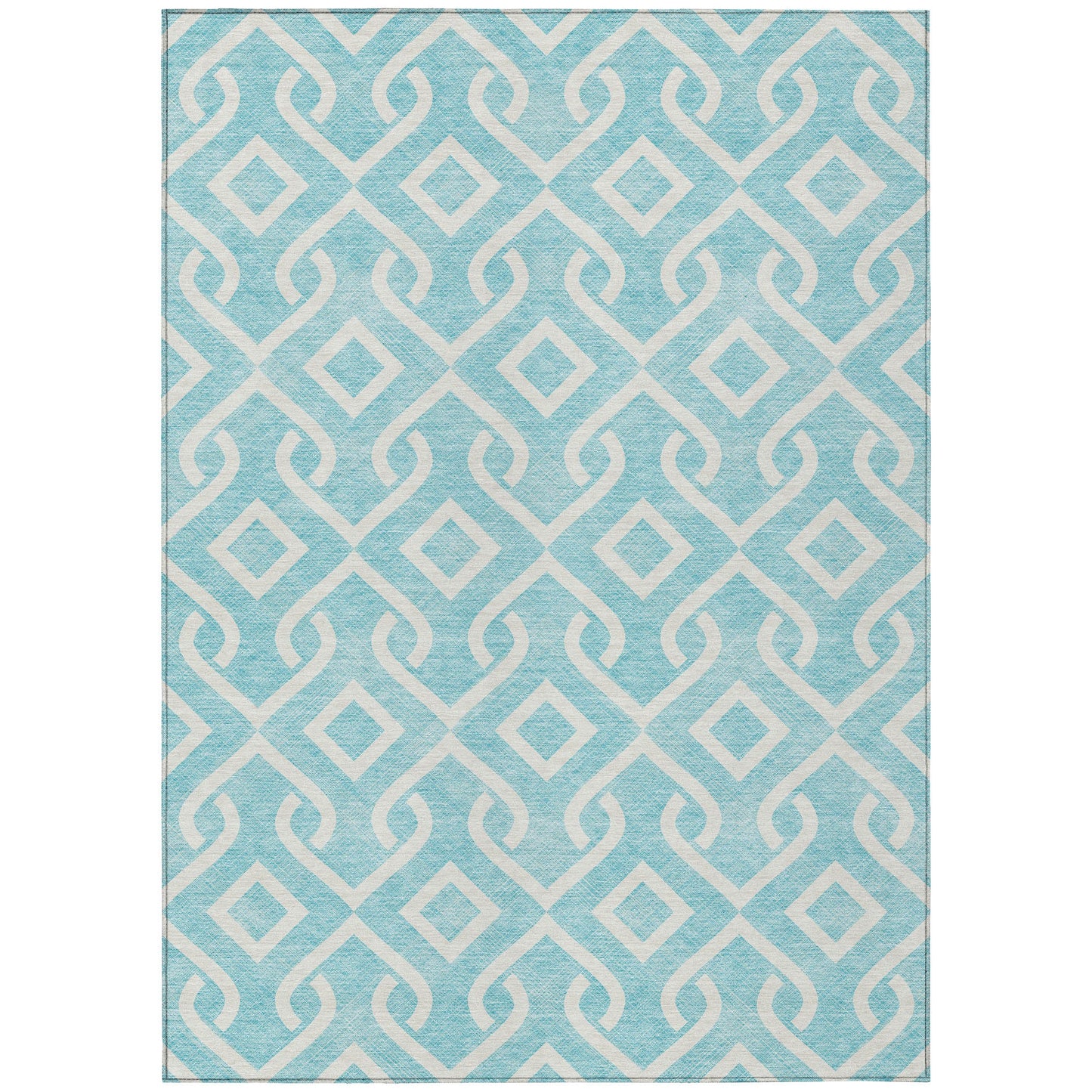 Addison Rugs Offset Stripes Aqua Washable Indoor-Outdoor Rug