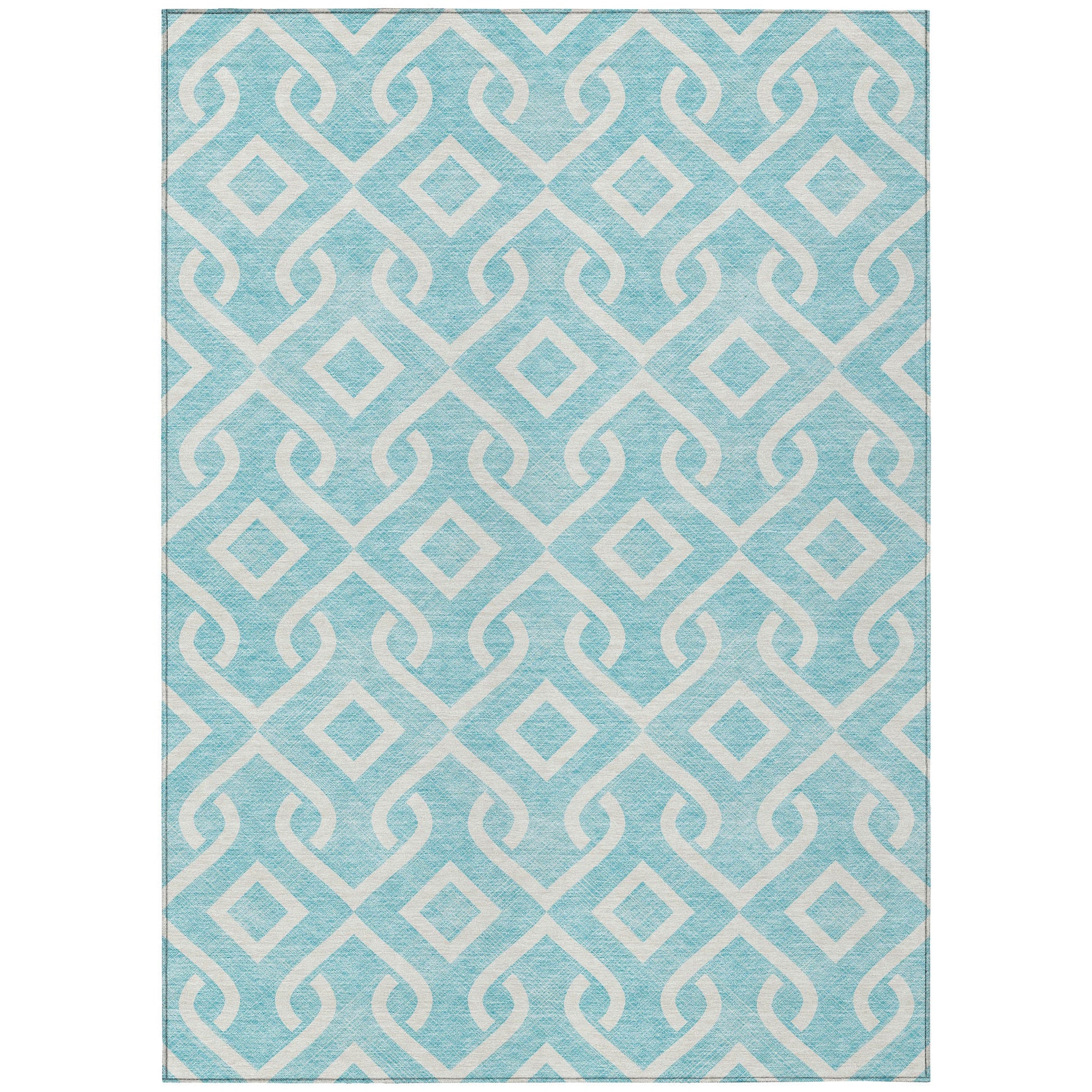 Addison Rugs Offset Stripes Aqua Washable Indoor-Outdoor Rug