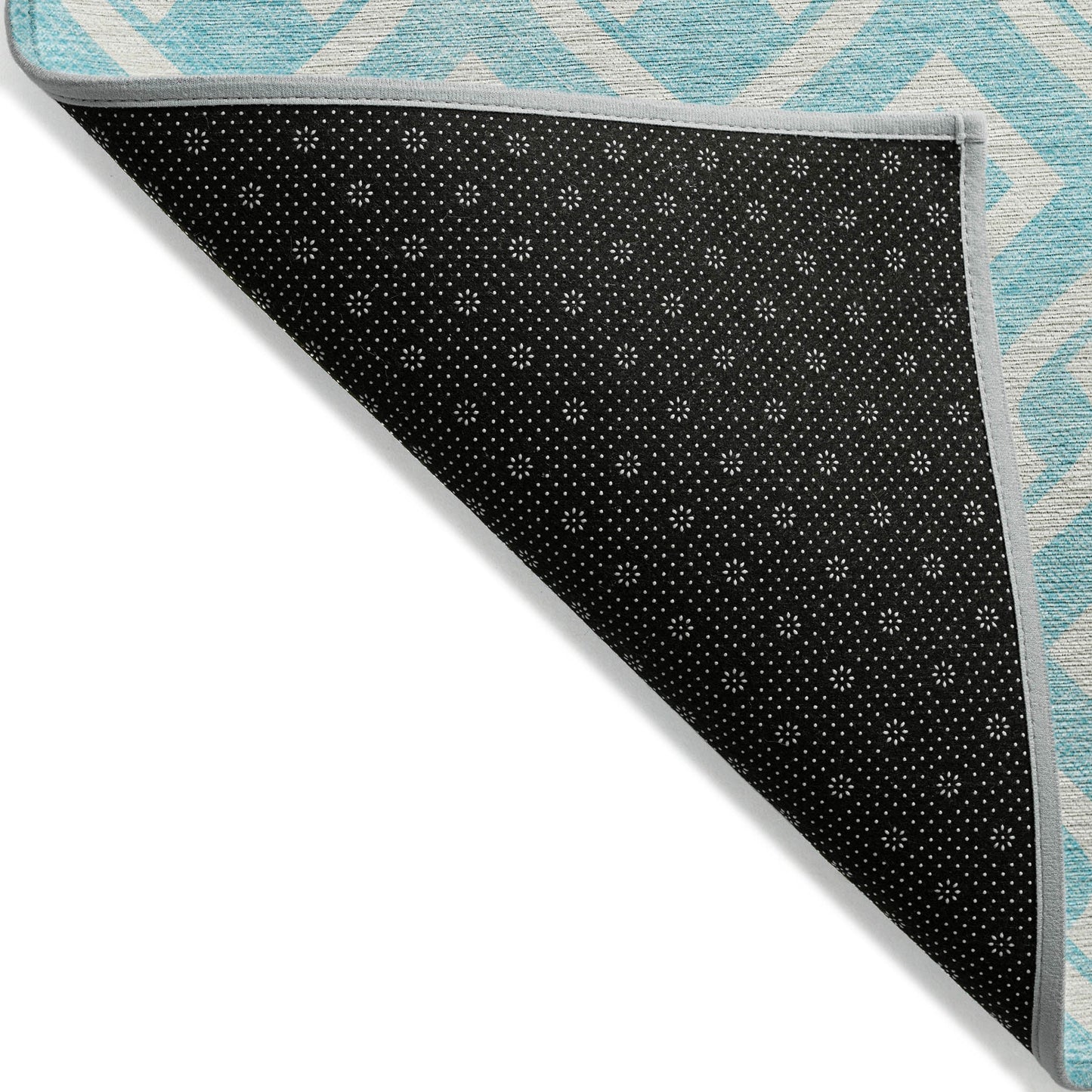 Addison Rugs Offset Stripes Aqua Washable Indoor-Outdoor Rug