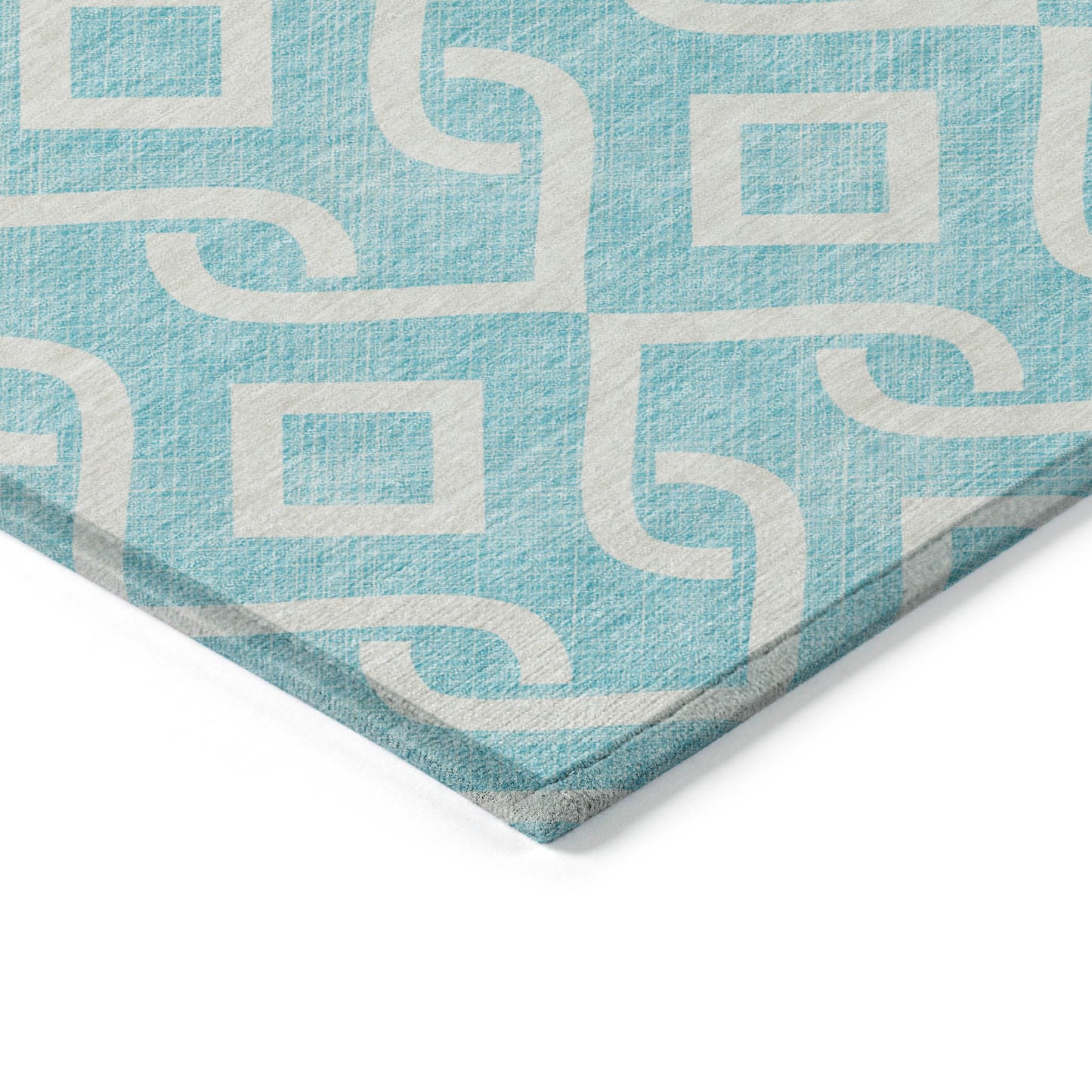 Addison Rugs Offset Stripes Aqua Washable Indoor-Outdoor Rug
